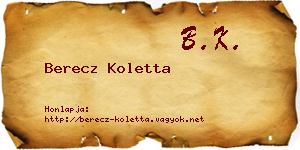 Berecz Koletta névjegykártya